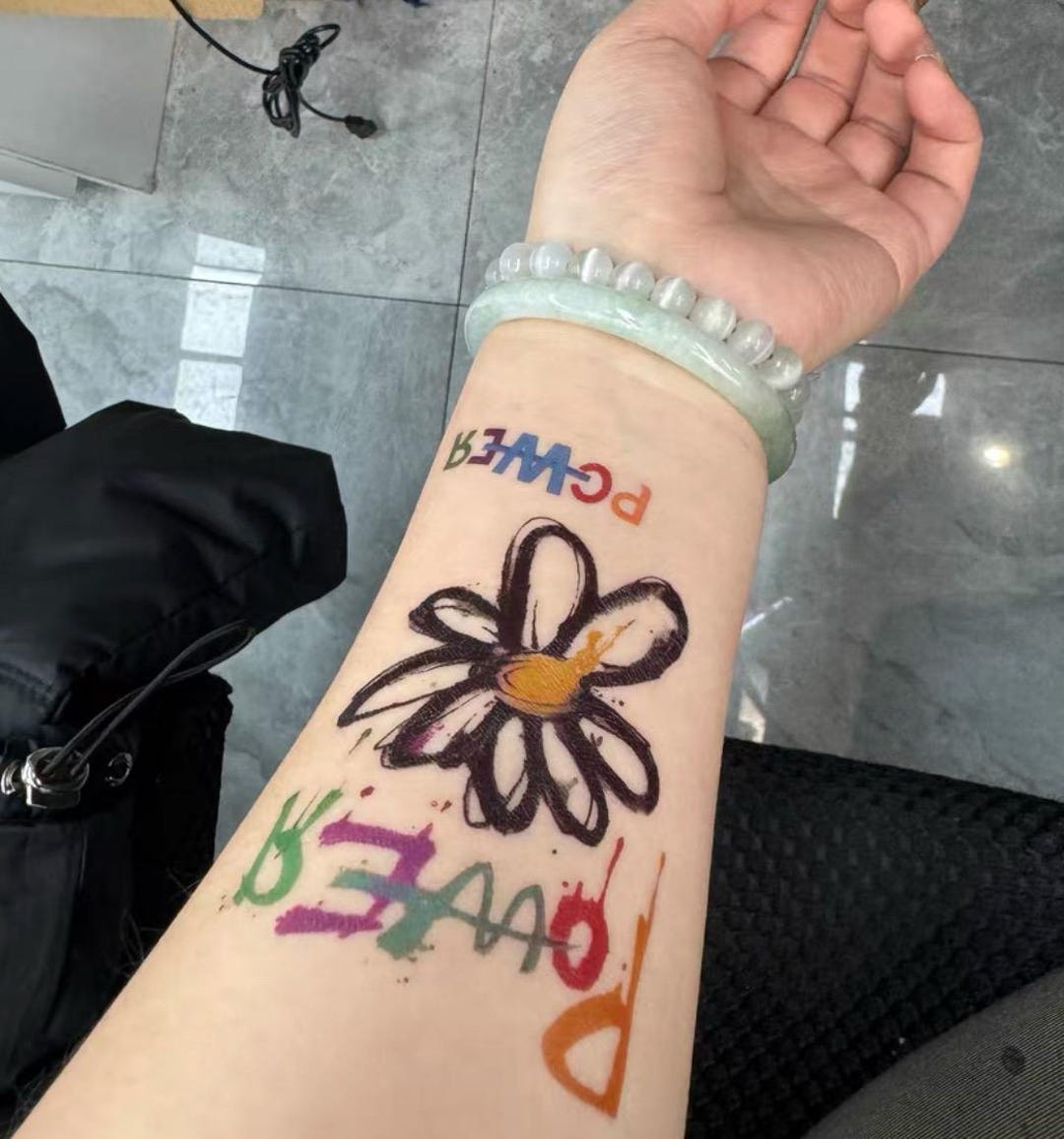 G-dragon GD Daisy “POWER” Smiley Graffiti Tattoo Sticker – Waterproof ...