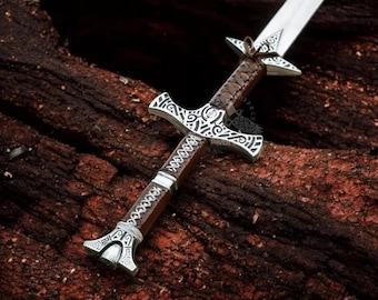 Replica artigianale della Spada Grande di Skyrim con fodero in pelle - Accessorio per cosplay di Dragonborn, oggetto da collezione di Elder Scrolls - Regalo personalizzato con incisione per lui