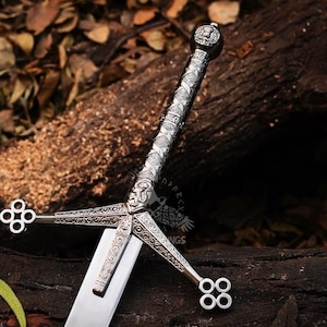 HANDGEFOD Viking Master Sword - Handgemaakt Zwaard Link Sword - Middeleeuws zwaard Collectible Verjaardag & verjaardag mannen cadeaus voor hem