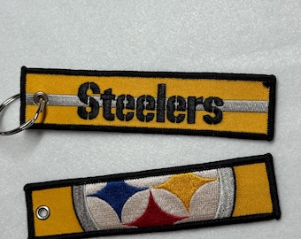 Pittsburg Steelers football embroidered jet tag keychain