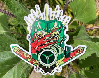 Lizard man, mushroom dude,hammer guy, punchy lady and scaly girl vinyl stickers