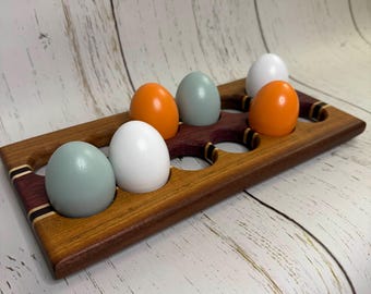 Handmade Rustic Wooden Egg Holder: Farmhouse Kitchen Decor