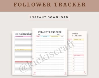 Social Media Follower Tracker - druckbarer Planer - PDF