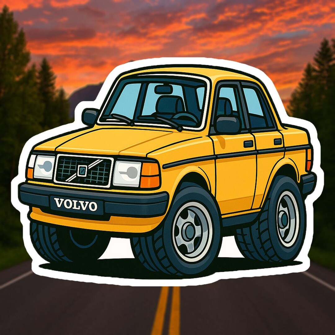 Volvo 240 Sticker Classic Sedan Decal Funny Cartoon Sticker for Laptop ...