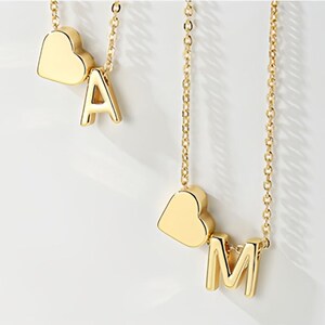 Collar de inicial de oro personalizado con colgante de corazón: elegante joya con letras personalizadas para mujer, gargantilla delicada, regalo de moda