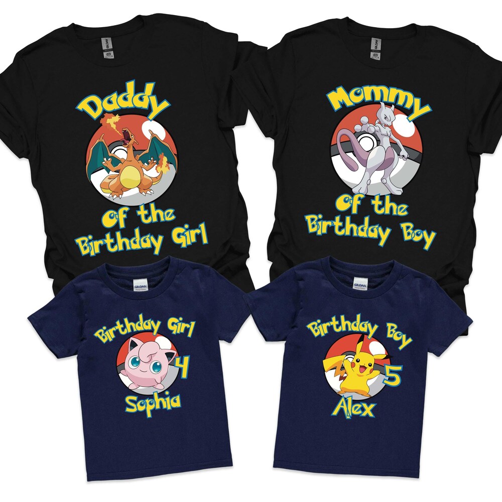 Pokemon Birthday Shirt, Go Pikachu Tee, Pokemon Shirt, Custom Pokémon Matching Birthday Shirt, Gigantamax Mega, Custom Family Birthday Shirt Bespoketshirt Collections