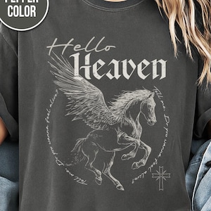 Hello Heaven Shirt, Vintage Gothic Tee, Comfort Colors Unisex Garment-Dyed T-shirt, Pegasus Shirt