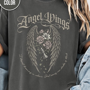 Angel Wings, Metal Shirt, Gothic Vintage, Oversized Comfort Colors, Gift Shirt, Distressed Graphic Tee