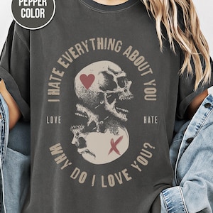 Skull Shirt, Gothic Rock Shirt, Comfort Colors, Musician Gifts, Distressed Graphic Tee, Lyrics