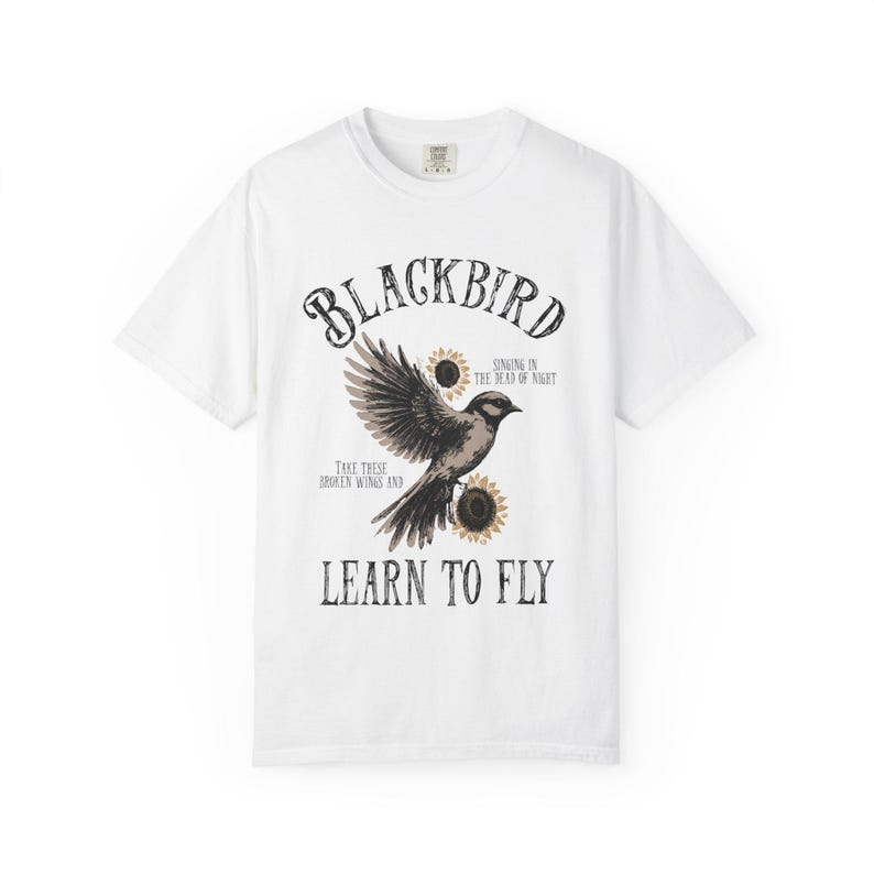 Blackbird Shirt, Comfort Colors, Retro Vintage Shirt, Trendy Tee, Retro Music Shirt, Concert Shirt, Old School Rock Band Shirt, Gift Shirt White
