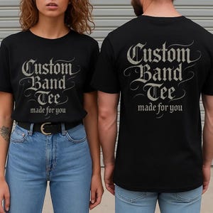 Camiseta personalizada para banda, estampa na frente e nas costas, camiseta unissex de tecido macio, banda de rock, música metal, camiseta gótica, presente, camiseta para músico, camiseta para presente