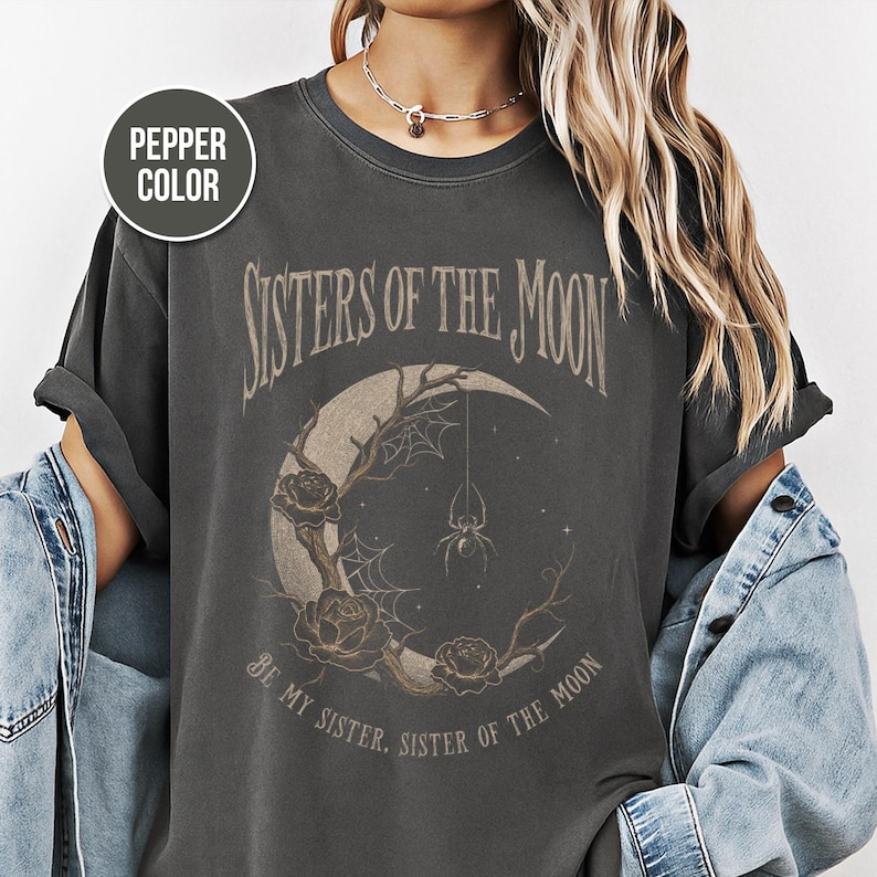 Sisters Of The Moon, Retro Rock Shirts, Moon Shirt, Sisterhood Gift, Unisex Tee Gift, Comfort Colors Tee, Rock Clothing image 1