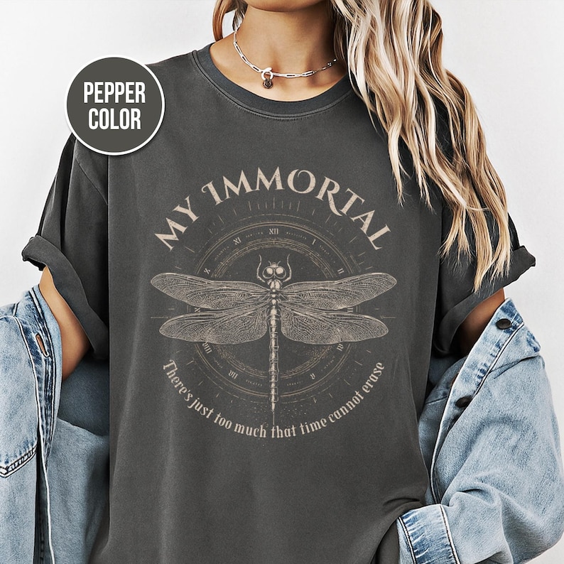 Dragonfly Shirt, 90s Band Shirt, Vintage Rock Band Tees, Unisex Comfort Colors Tee, Metal Shirt, Gift, Gothic Shirt, Distressed Shirt image 1