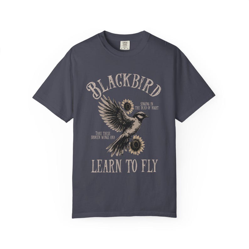 Blackbird Shirt, Comfort Colors, Retro Vintage Shirt, Trendy Tee, Retro Music Shirt, Concert Shirt, Old School Rock Band Shirt, Gift Shirt Navy