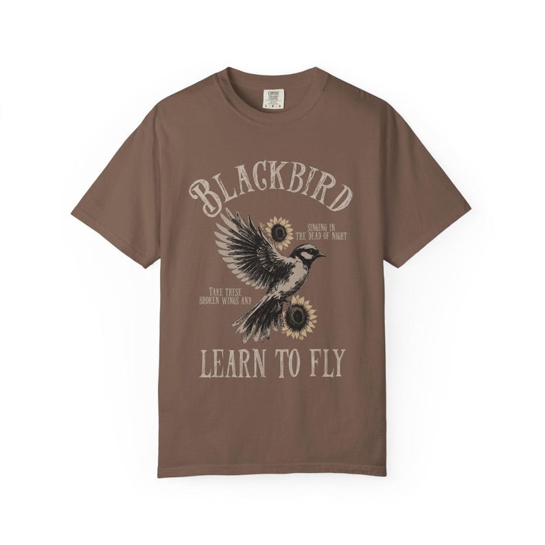 Blackbird Shirt, Comfort Colors, Retro Vintage Shirt, Trendy Tee, Retro Music Shirt, Concert Shirt, Old School Rock Band Shirt, Gift Shirt Espresso