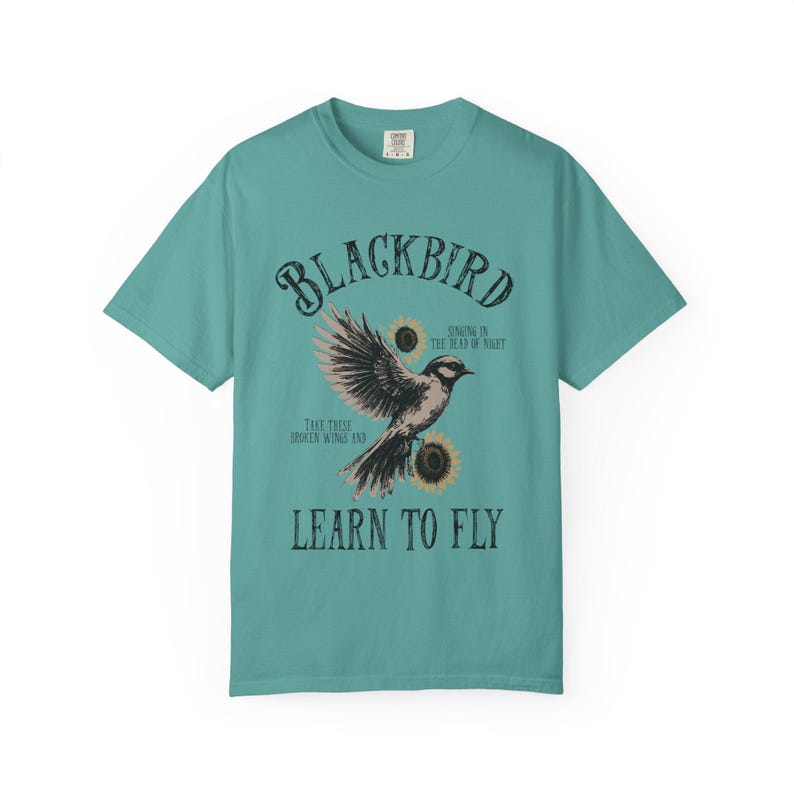 Blackbird Shirt, Comfort Colors, Retro Vintage Shirt, Trendy Tee, Retro Music Shirt, Concert Shirt, Old School Rock Band Shirt, Gift Shirt Seafoam