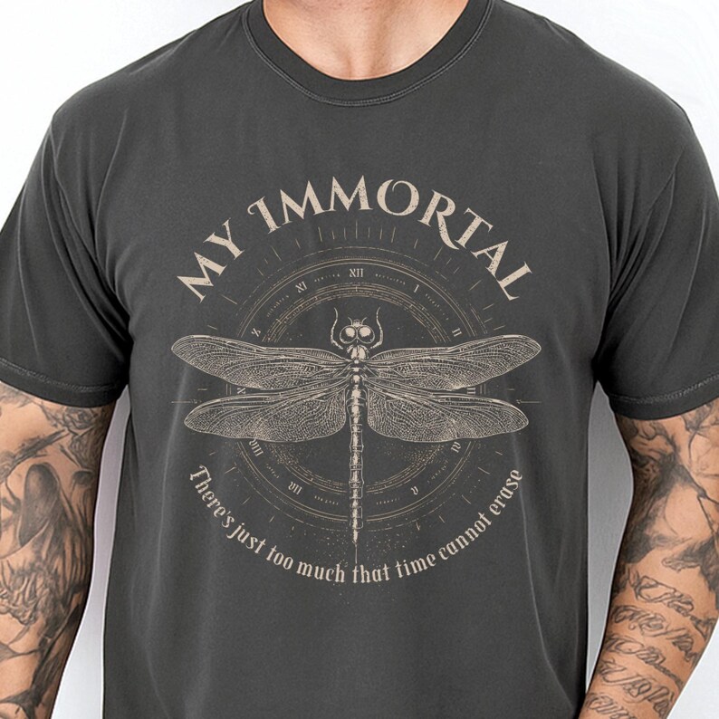 Dragonfly Shirt, 90s Band Shirt, Vintage Rock Band Tees, Unisex Comfort Colors Tee, Metal Shirt, Gift, Gothic Shirt, Distressed Shirt image 2