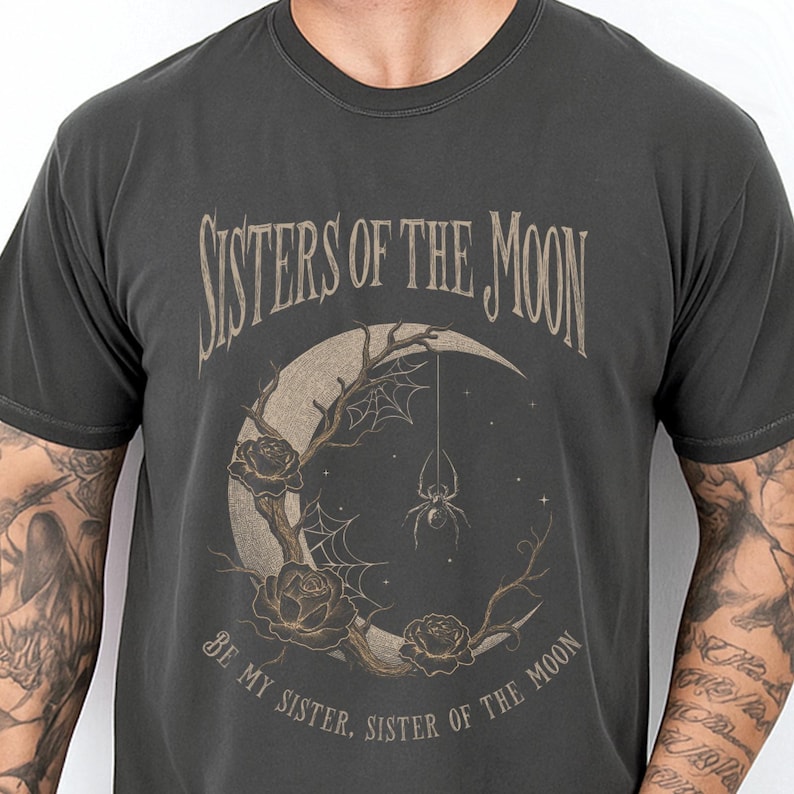 Sisters Of The Moon, Retro Rock Shirts, Moon Shirt, Sisterhood Gift, Unisex Tee Gift, Comfort Colors Tee, Rock Clothing image 2