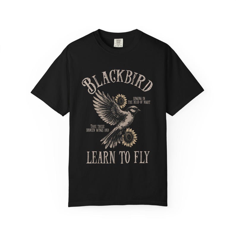 Blackbird Shirt, Comfort Colors, Retro Vintage Shirt, Trendy Tee, Retro Music Shirt, Concert Shirt, Old School Rock Band Shirt, Gift Shirt Black