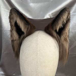 Customizable Poseable Fluffy Round Dog Ears – Large Fluffy Animal Ears for Furry Cosplay, Therian, Petplay, Costume Accessories, husky, pup