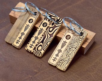 Gepersonaliseerde Spotify-sleutelhanger van echt hout