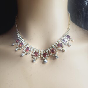 Crimson Elegance crystal necklace and earrings set