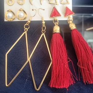 Elegant Gold and Red Earrings Collection