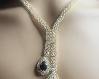 Jewellery portal Elegant Zircon Crystal Teardrop Necklace and Earrings Set.