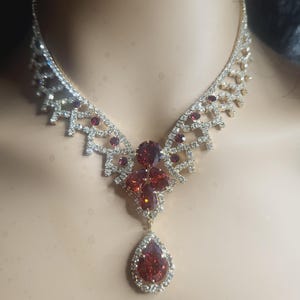 Statement teardrop necklace and earrings set