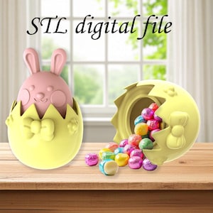 Easter Bunny Egg STL File – 3D Printable Candy Holder for home Decor, Butterfly Bunny Egg, Spring Gift, Digital Download for 3D Printing