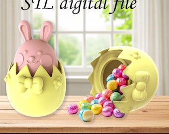Easter Bunny Egg STL File – 3D Printable Candy Holder (Digital Download)