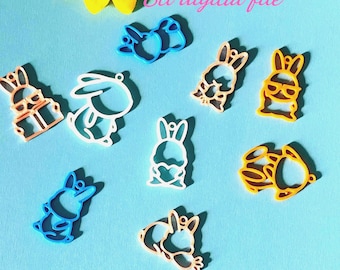 Archivos STL de pendientes de conejito de Pascua, 9 diseños de joyería de primavera (descarga digital)