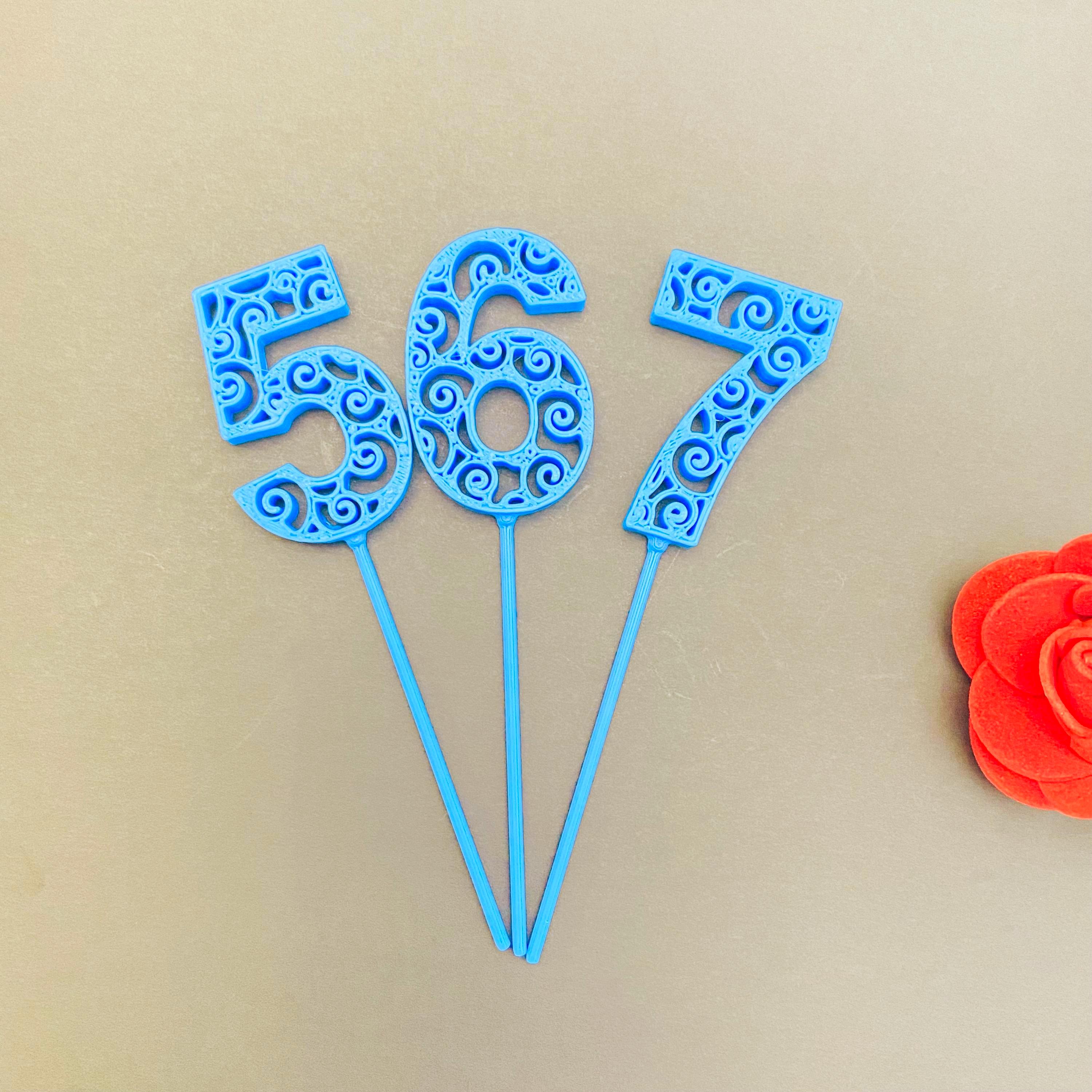 Elegant Cutout Number Cake Topper, 3D Print STL Files (digital Download ...