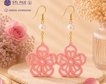 Lotus Lace Earrings STL | 3D Printable Floral Earrings | Mix & Match Jewelry | Digital Download
