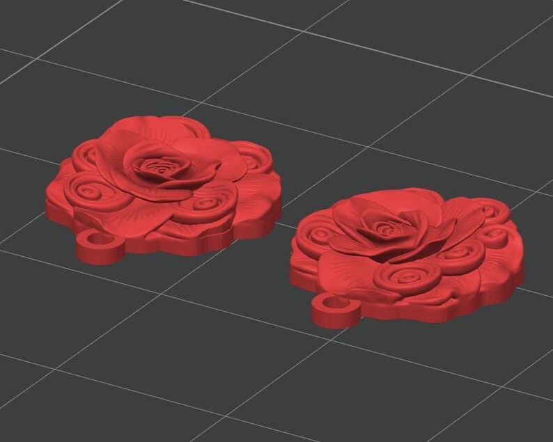 Rosenohrringe (STL-Datei), 3D-Druckdesign für floralen Schmuck (Digitaler Download) Bild 7