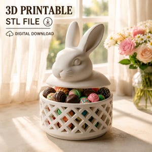 Påskhare-godislåda – 3D-utskrivbar ihålig behållare (digital nedladdning)