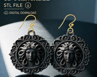 Medusa Earrings |pendant STL File | Greek Mythology Gothic Statement Dangle 3D Print(Digital Download)