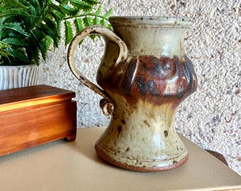 Handmade Studio Pottery Mug: Artist Signed Rustic Stoneware, Wabi Sabi Decor