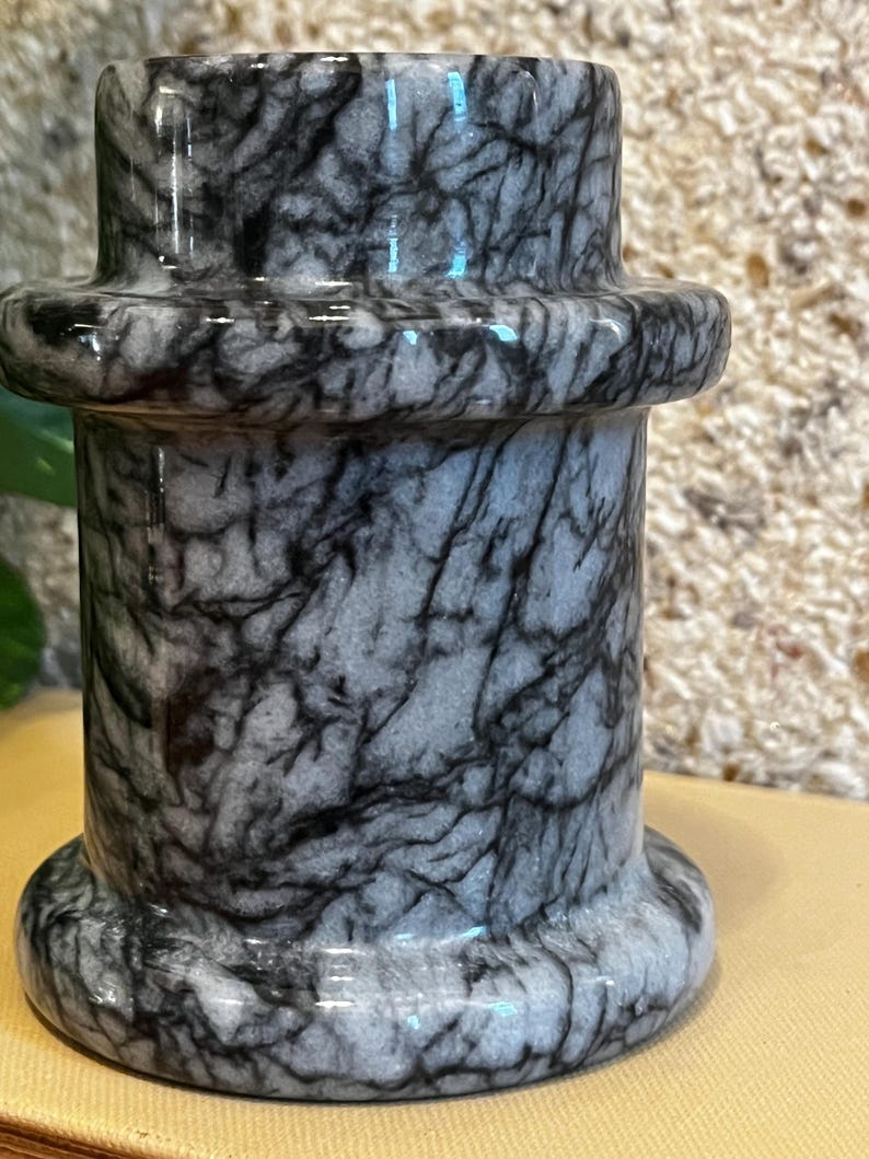Vintage Zebra Marble Candlestick – Black White Stone Pillar Holder ...