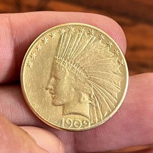 The 1909 Indian Head 10 Dollars Gold Plated Coin – Uncirculated Gold Plated Coin | Mint State Finish.