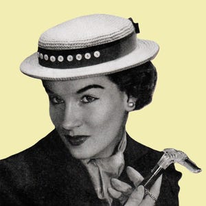 The Sailor Hat - 1950 Crochet Pattern - Large Print Pattern/PDF