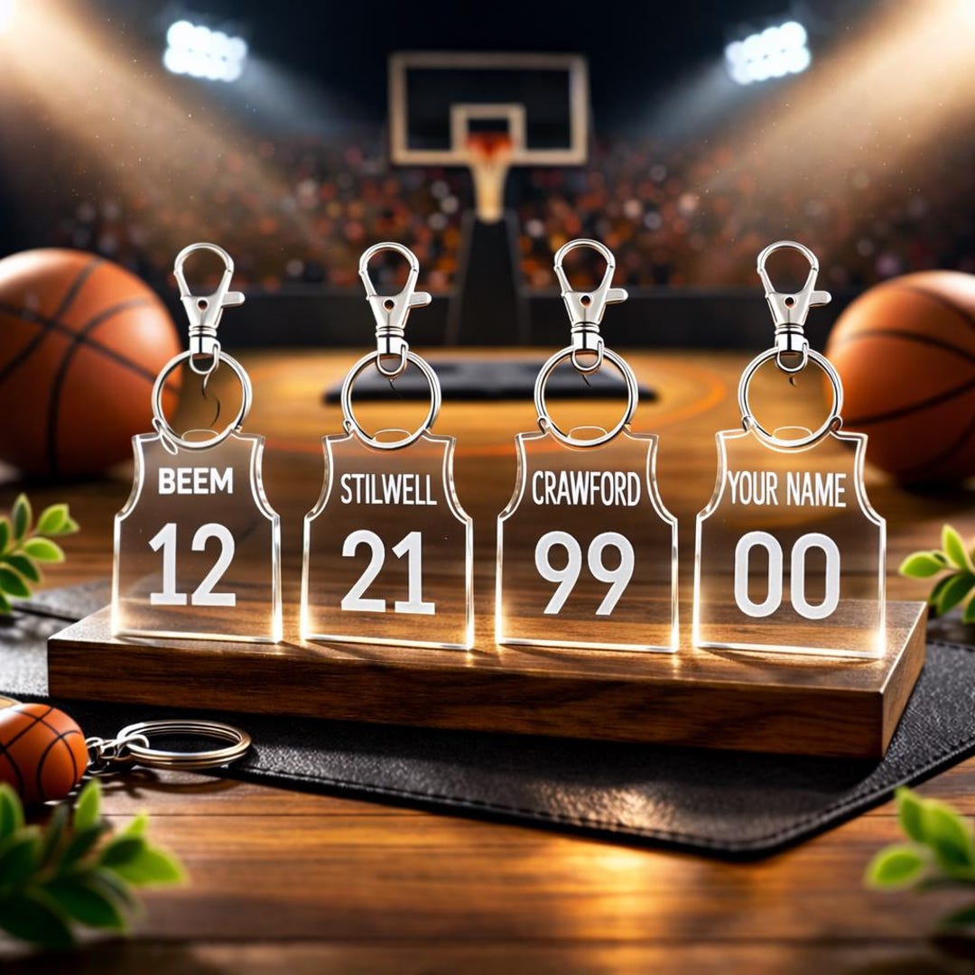 Personalized Basketball Jersey Keychain | Custom Name & Number Bag Tag ...