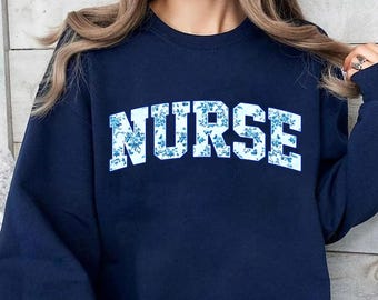 Nurse Floral Sweatshirt, Toile Nurse Sweatshirt, RN Sweatshirt, Nurse Graduation Gift, Nurse Week Shirt, Nurse Appreciation, Gift For Nurse