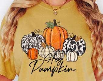 Comfort Colors® Hey Pumpkin Shirt, Autumn Shirt, Fall Pumpkin Shirt, Halloween Tee, Cute Pumpkin Tee, Hey There Pumpkin, Fall Shirts Women