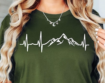 Hiking Shirt, Mountains Heartbeat Shirt, Hiking T Shirt, Nature T Shirt, Hiking Mom Shirt, Nature Lover Shirt, Adventure Shirt, Outdoor Tee