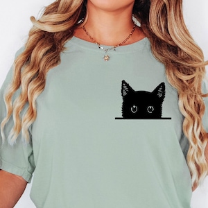 Comfort Colors® Black Cat Shirt, Cat Lover T-Shirt, Cat Lover Gift, Cat Hiding Tee, Gift For Cat Lover, Kitten Shirt, Cat Mom Gift,Cat Owner