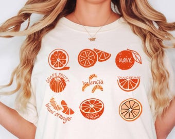Oranges Food DTF Printed T-Shirt, Oranges Graphic T-shirt, Oranges Shirt, Summer Shirts, Mandarin Shirt, Orange Sweatshirt, Grapefruit Shirt