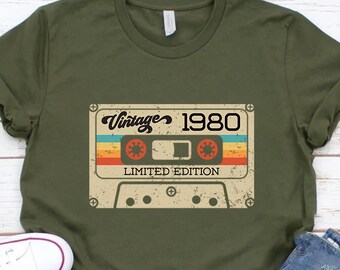 Custom Birthday Year Shirt, Retro Cassette Tape Graphic Tee, Vintage Limited Edition Top, Milestone Birthday Gift for Him
