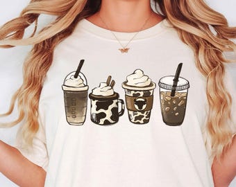 Cow Coffee Mug Shirt, Coffee Cup Shirt, But First Coffee, Coffee Latte Lover Gift, Iced Coffee Shirt, Womens Crewneck, Cute Coffee Tee Shirt