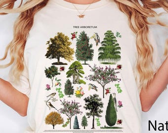Tree Arboretum Shirt, Blooming Trees Botanical Sweatshirt, Tree Nature Plants Lover Gift, Aesthetic illustration Tshirt, Cottagecore Fashion